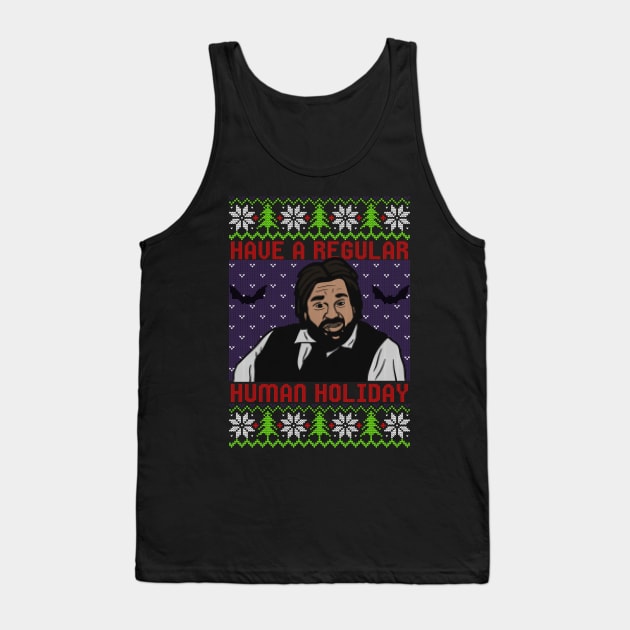 Regular Human Holiday Tank Top by Zachterrelldraws